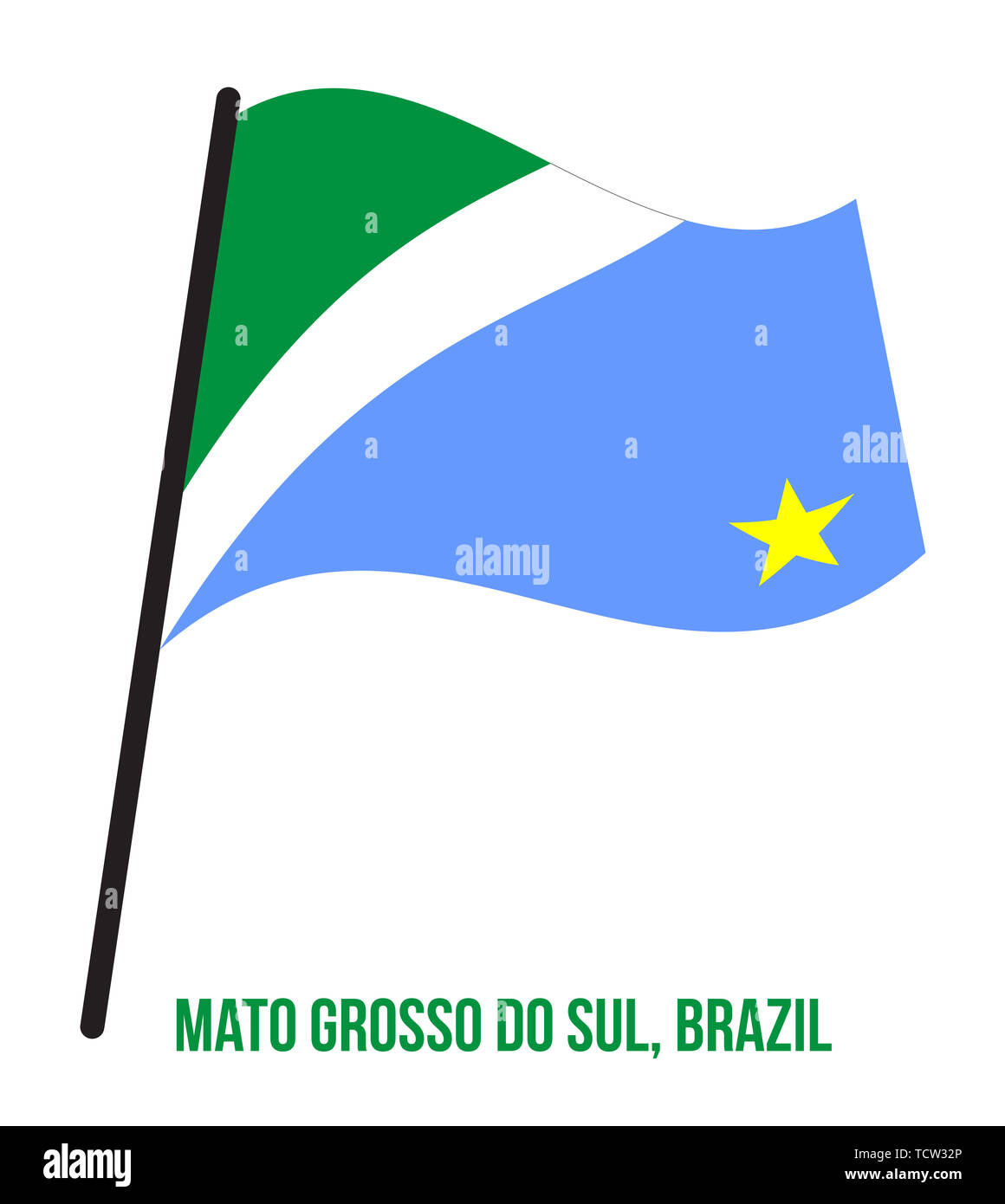 Mato Grosso do Sul Drapeaux Vector Illustration sur fond blanc. Membres drapeau du Brésil. Banque D'Images