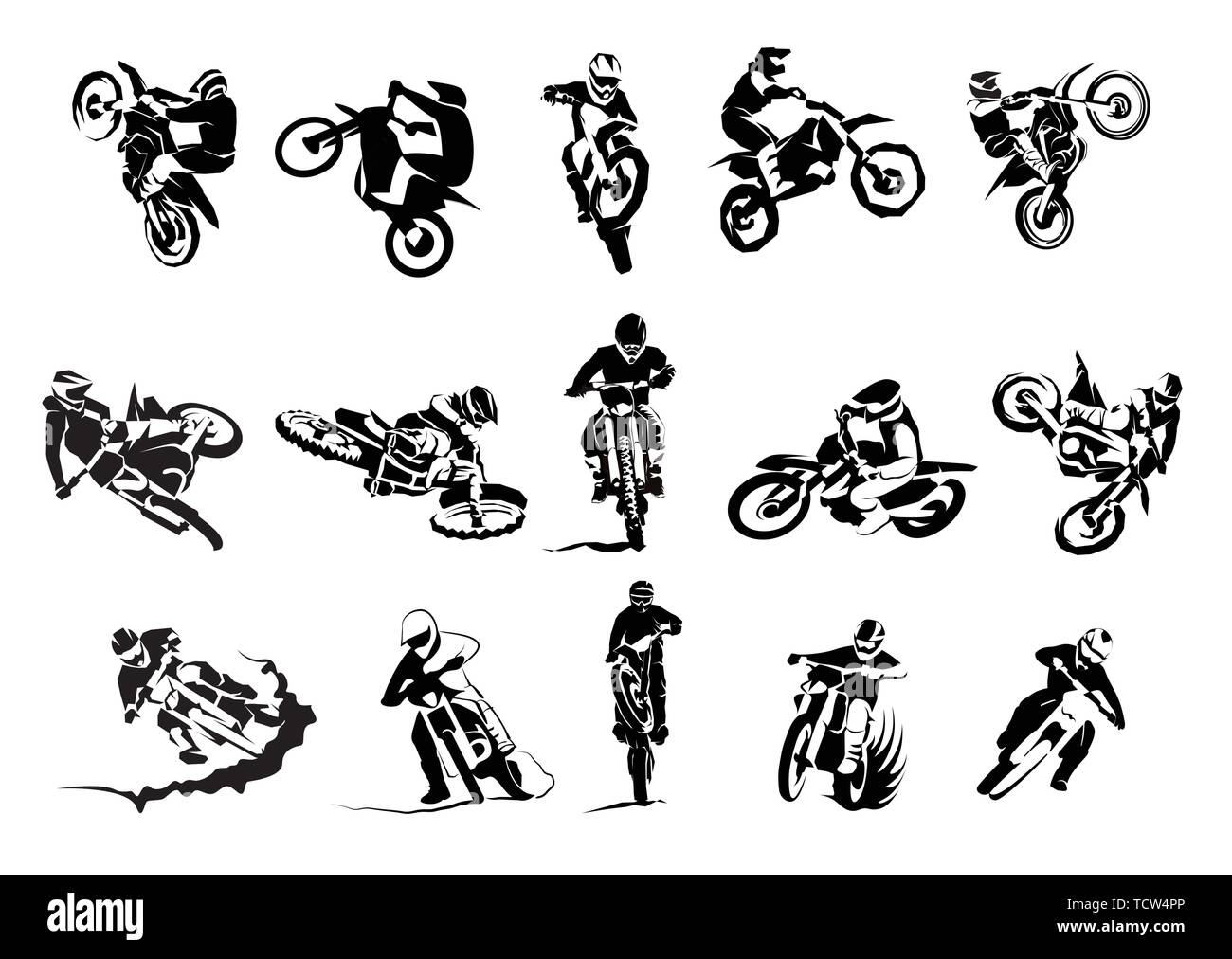 Extreme bike big vector set 14x, motocross Illustration de Vecteur