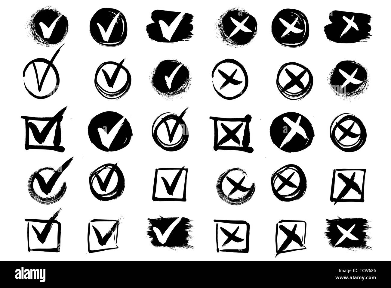 Tick et stock de peinture libre. Vector background isolé sur fond blanc. La peinture et les traits d'encre pour votre conception. Dessin libre strok sale. Illustration de Vecteur