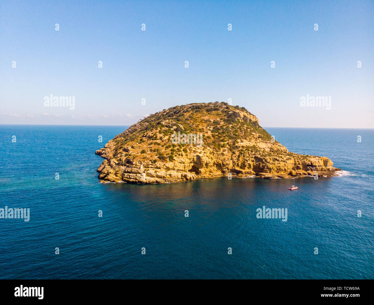 Vue aérienne de Portitxol Île dans Javea, Espagne Banque D'Images