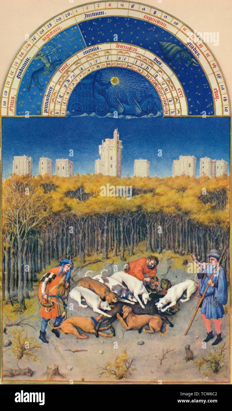 Décembre - Le Château de Vincennes, 15e siècle, (1939). Organisateur : Paul Limbourg. Banque D'Images