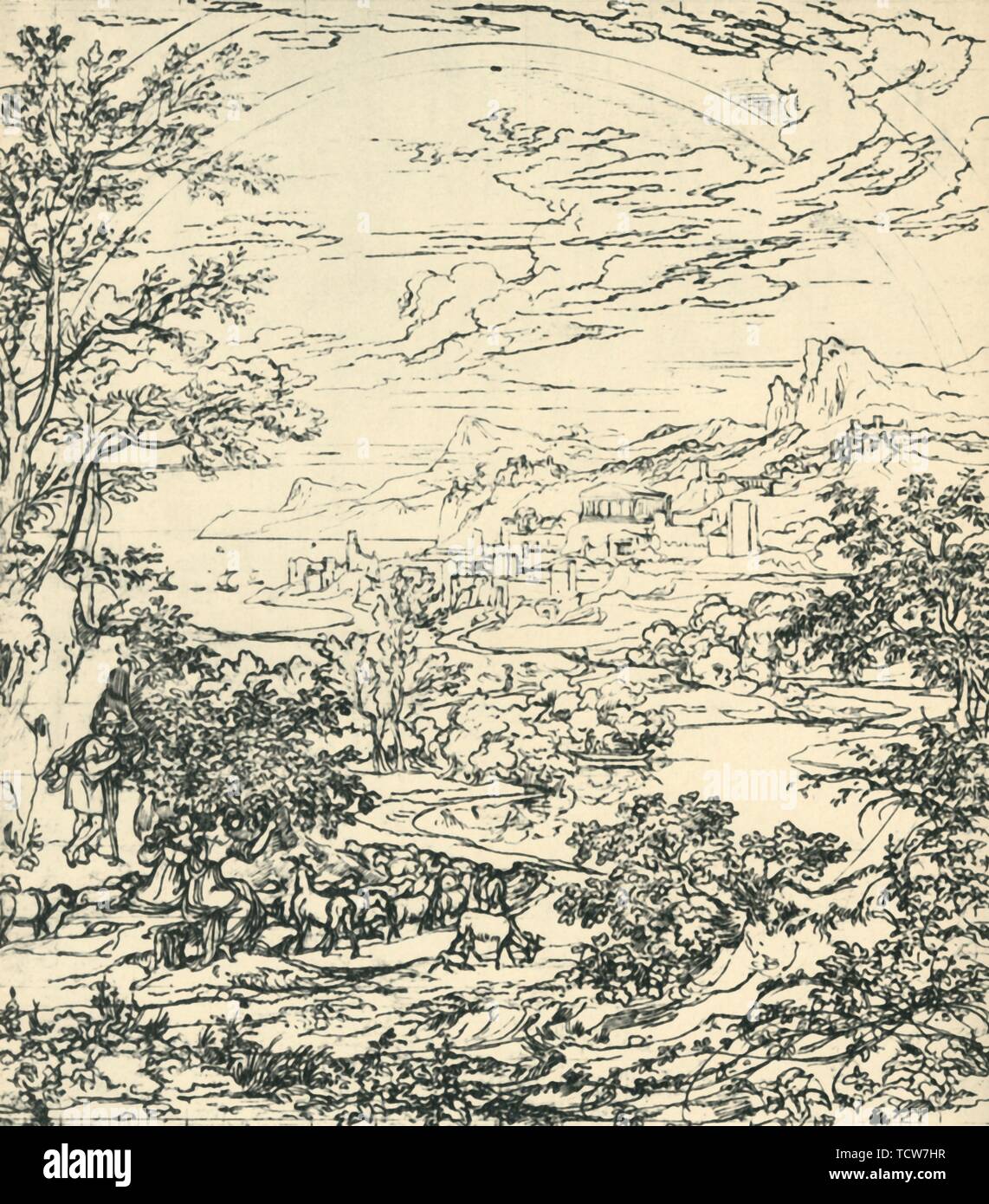 'Paysage avec rainbow', fin du 18e-début du 19ème siècle, (1943). Organisateur : Joseph Anton Koch. Banque D'Images