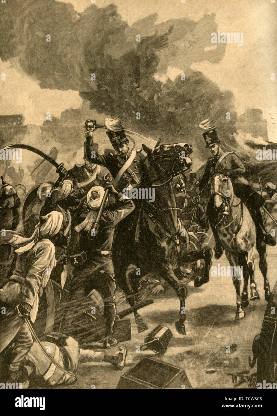 Le général Joseph Thackwell britannique à la bataille de Sobraon, Punjab, India, 1846 (c1890). Créateur : Inconnu. Banque D'Images