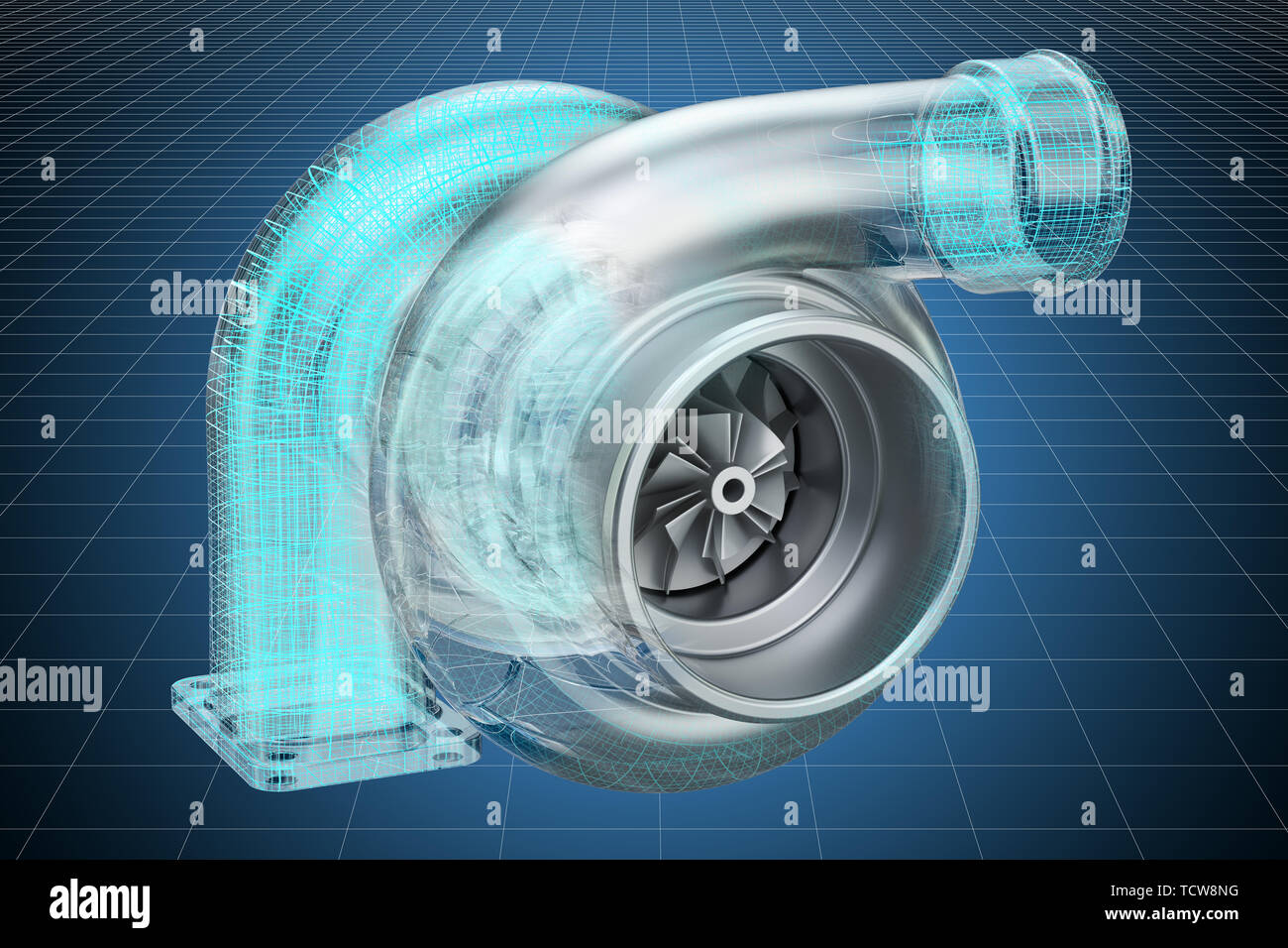 La visualisation 3D de modèle de voiture turbocompresseur, de renouveau. Le rendu 3D Banque D'Images