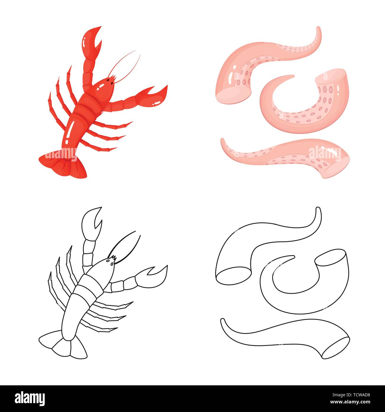 Vector illustration of fresh and restaurant logo. Définir des actions douces et marines illustration vectorielle. Illustration de Vecteur