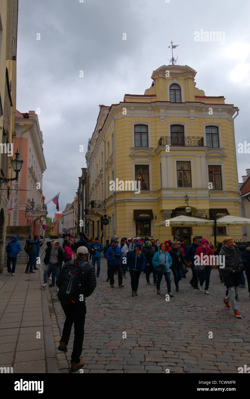 Place de l'hôtel de ville dans la « vieille ville » de Tallinn, Estonie Banque D'Images