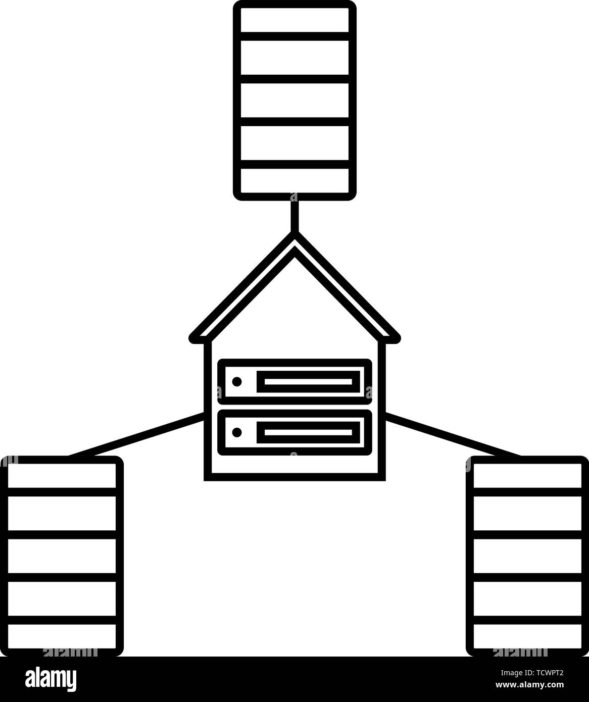 L'icône du centre de données. Contours Design Simple. Vector Illustration. Illustration de Vecteur