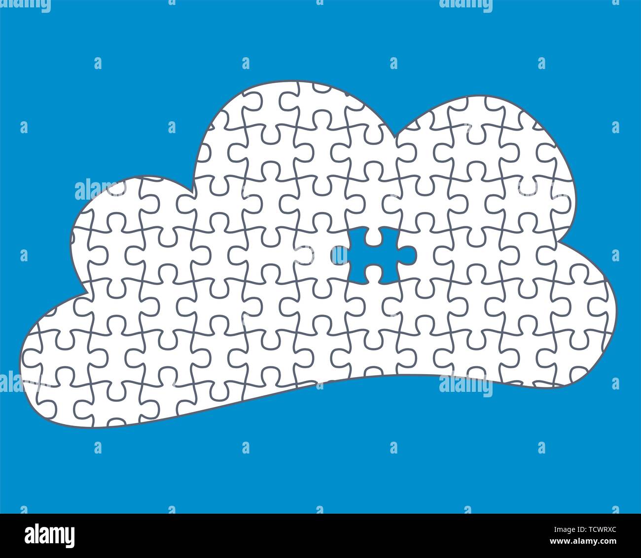 Le Cloud Computing une pièce manquante - pièces de puzzle sont des pièces séparées Illustration de Vecteur