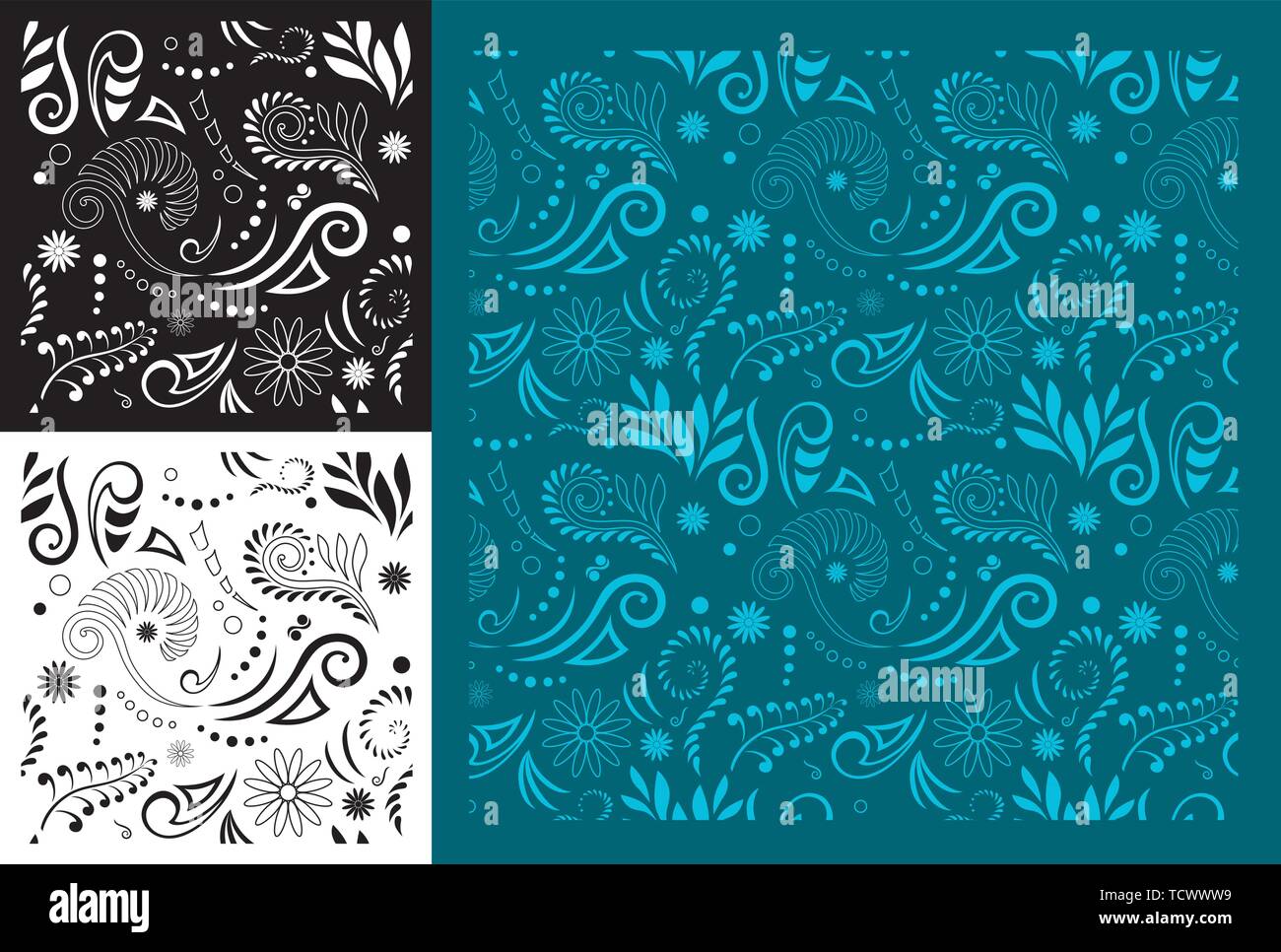 Maori Koru stylisé - Modèle sans couture facile de changer de couleur Illustration de Vecteur