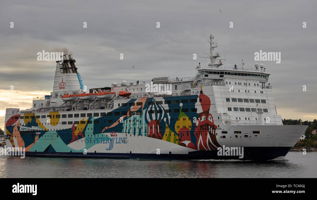 La princesse Anastasia navire quittant Stockholm, Suède Banque D'Images