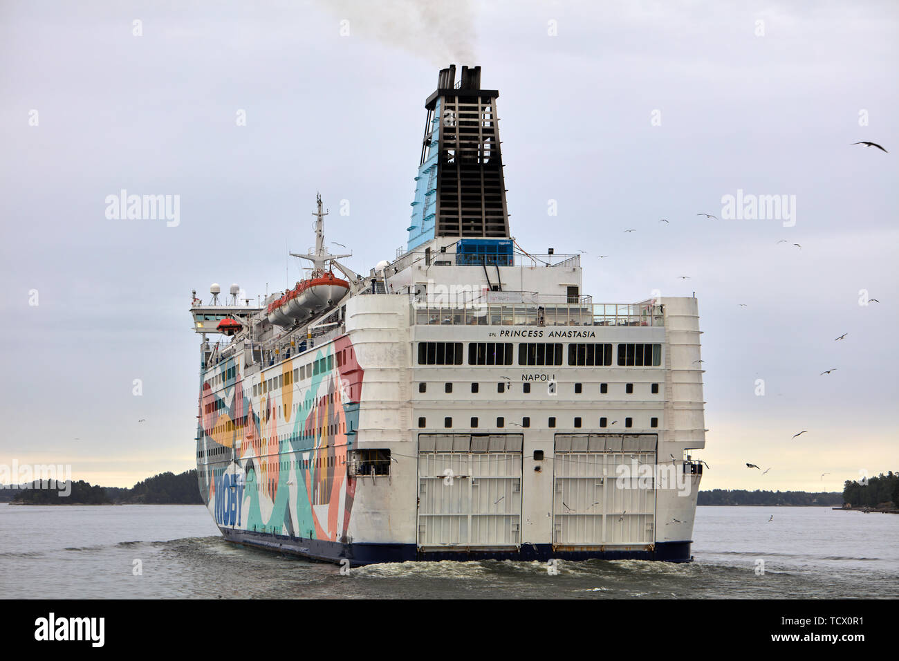 La princesse Anastasia navire quittant Stockholm, Suède Banque D'Images