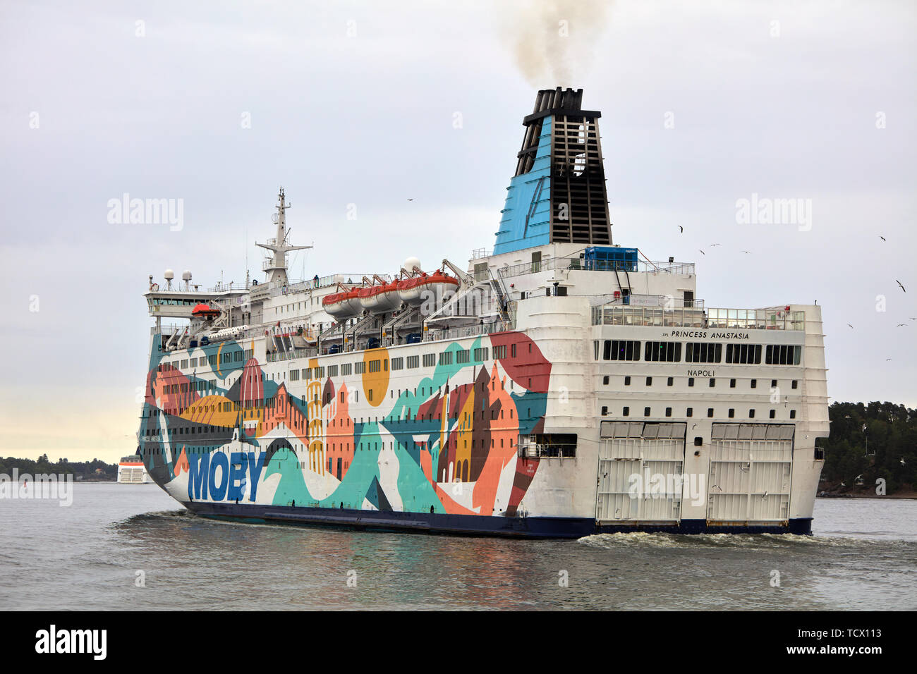 La princesse Anastasia navire quittant Stockholm, Suède Banque D'Images