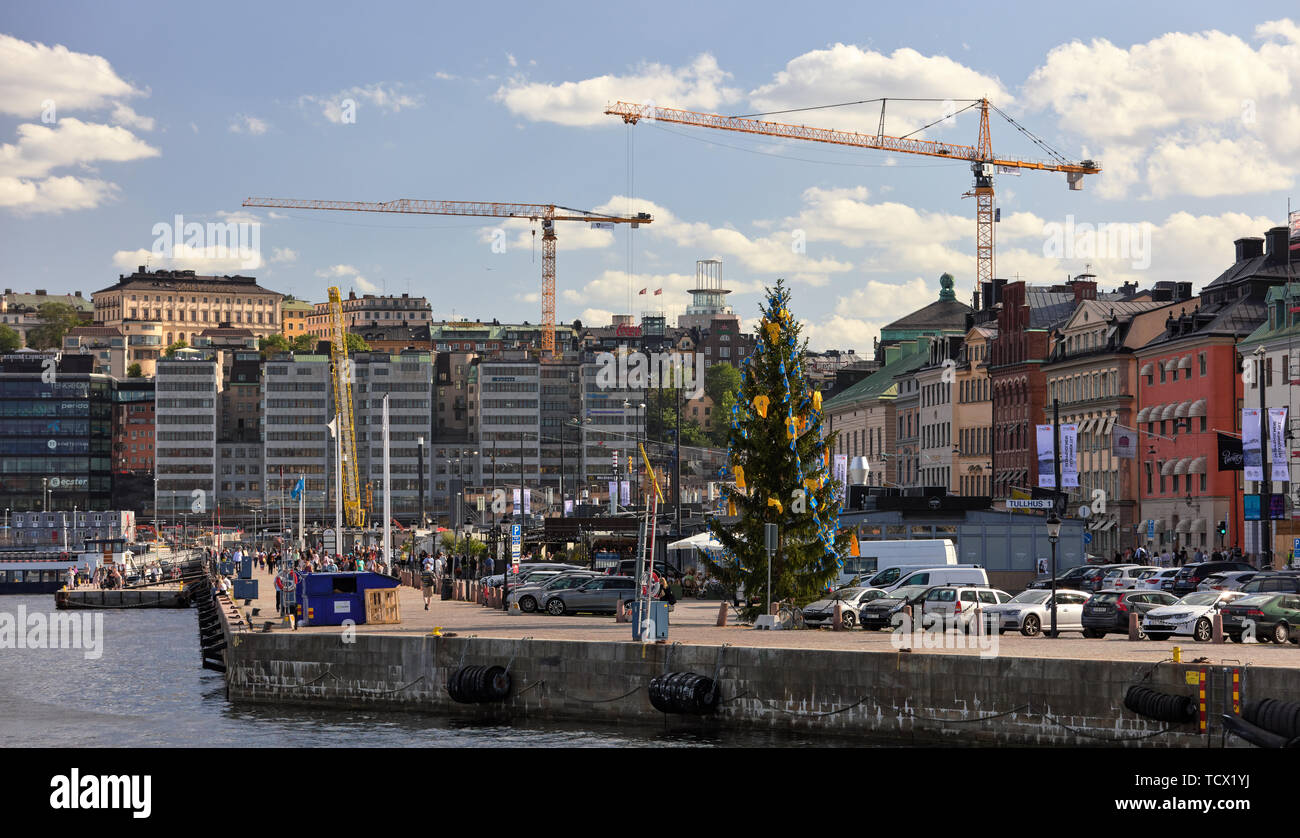 Gamla Stan et Slussen, Stockholm, Suède Banque D'Images