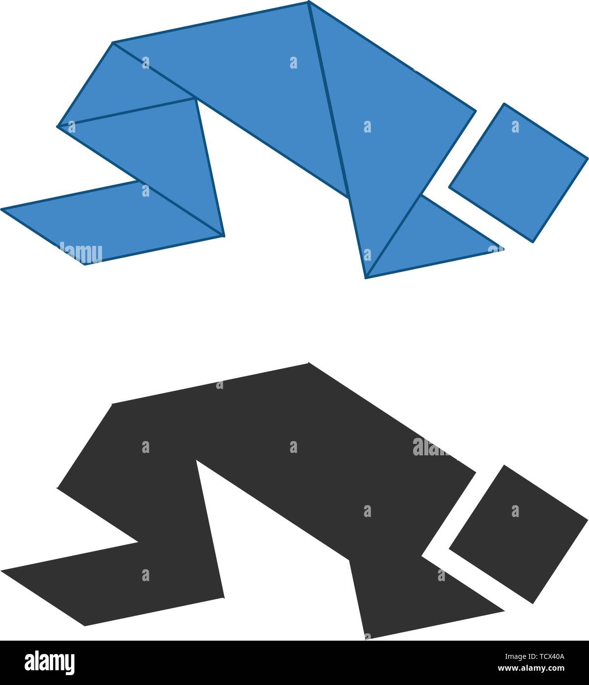 Orant Tangram. Dissection traditionnelle chinoise, sept pièces de puzzle carrelage - figures géométriques : triangles, carrés rhombus , parallélogramme. Boar Illustration de Vecteur