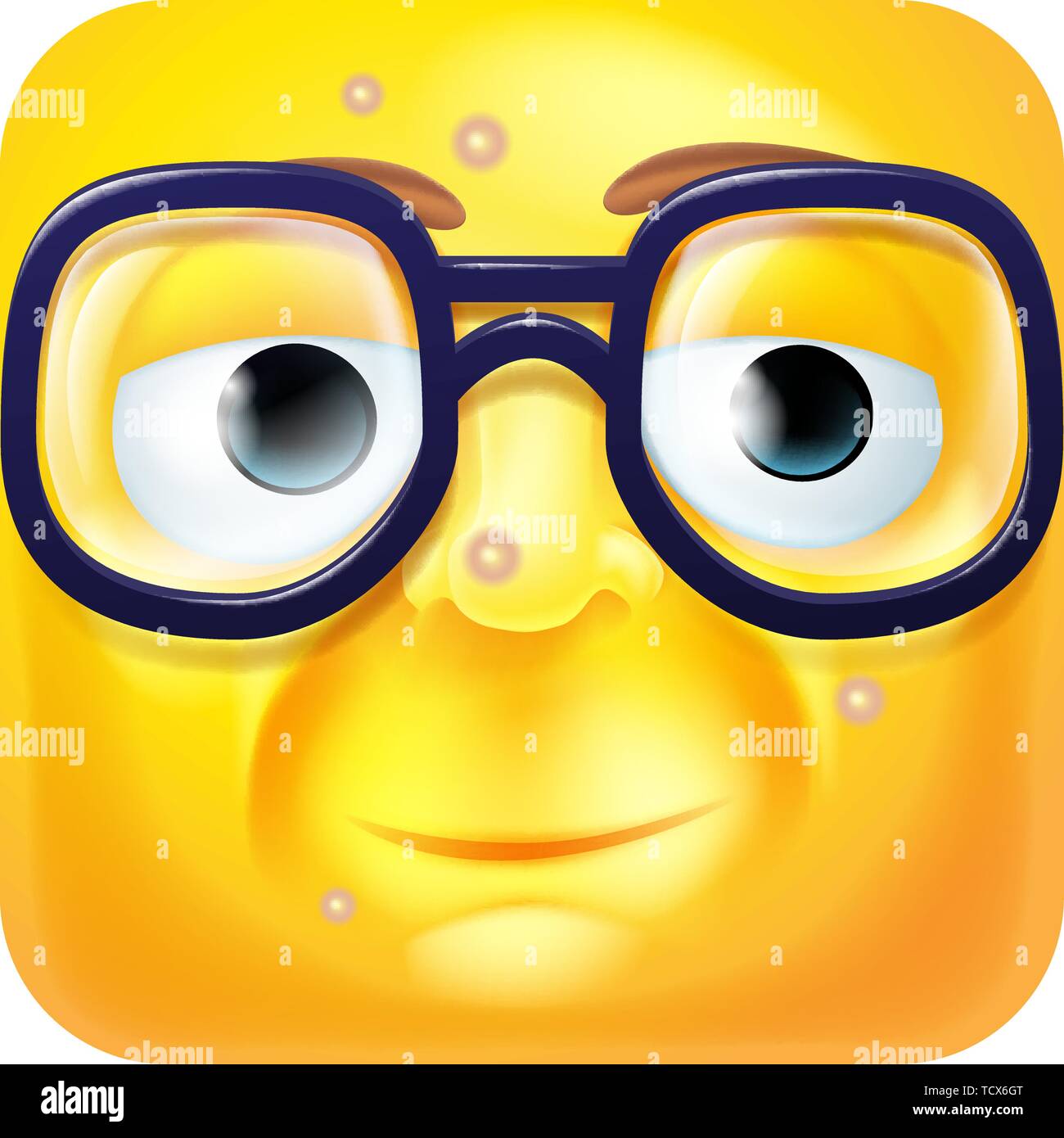 Emoji Geek nerdy Émoticone Personnage Illustration de Vecteur