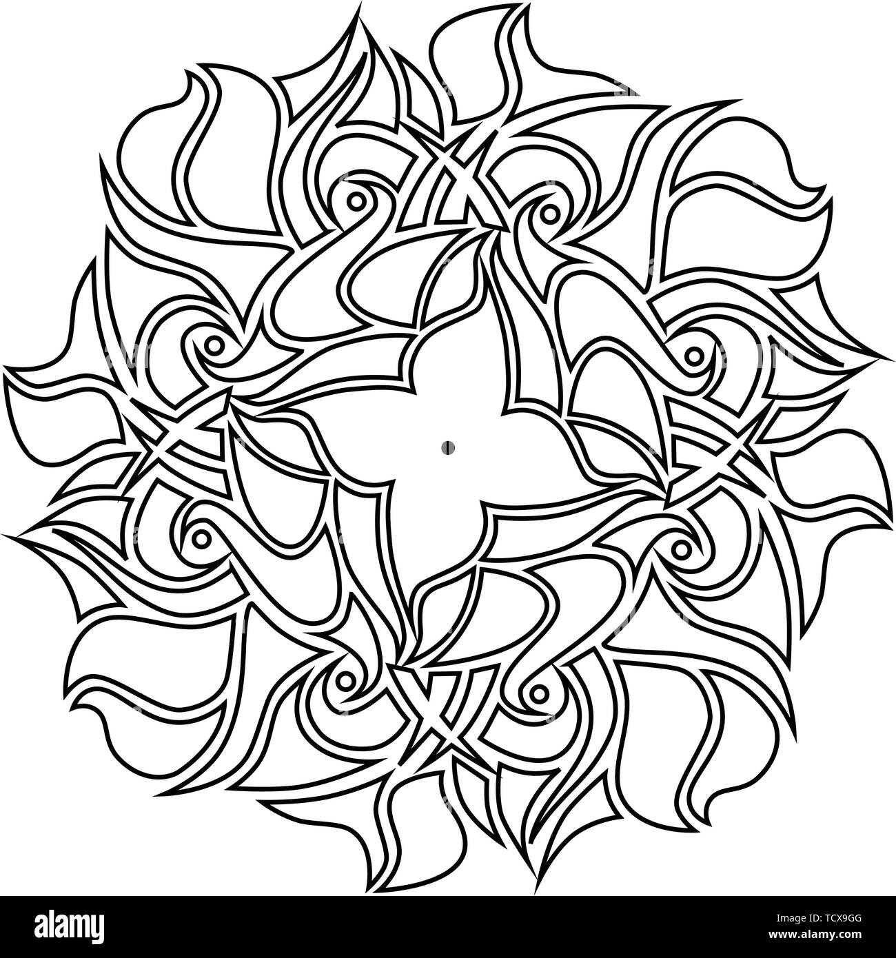 Le noir et blanc rose ornement mandala Illustration de Vecteur