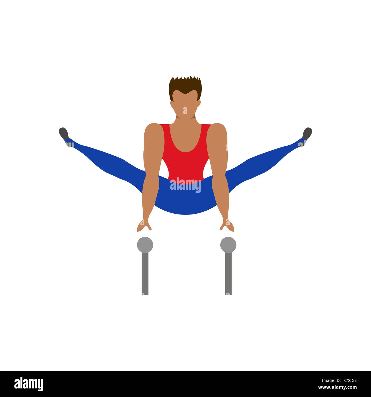 L'athlète difficile exercice de gymnastique sur parallèle. Télévision vector illustration. Illustration de Vecteur