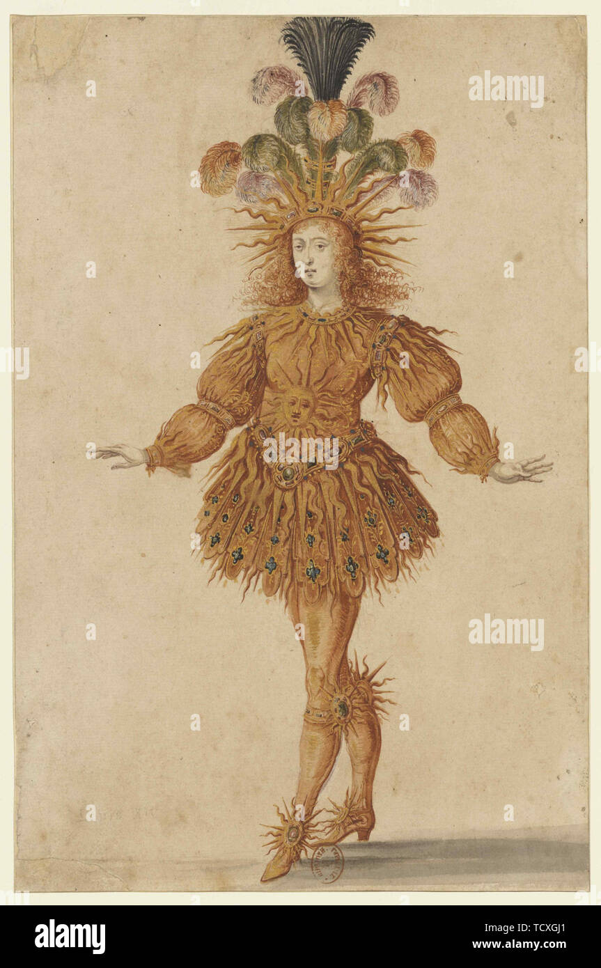 Louis XIV en Apollon dans le ballet Ballet de la nuit, 1653. Organisateur : Gissey, Henri de (1621-1673). Banque D'Images