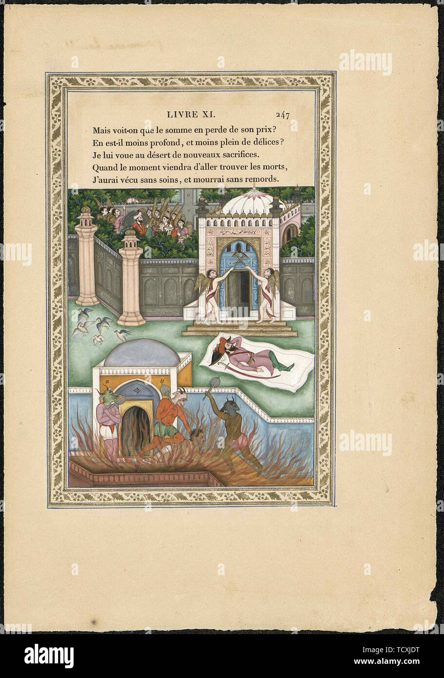 Songe d'un habitant du Mogol (Le Mogul's Dream), 1837. Organisateur : Imam Bakhsh Lahori active (années 1830, années 1840). Banque D'Images