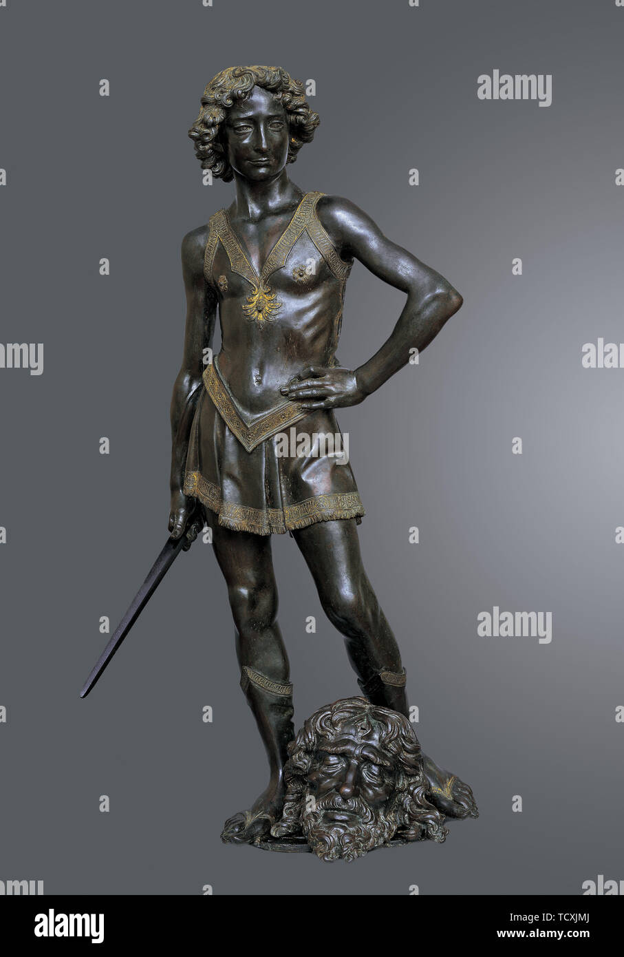 David victorieux sur Goliath, ca 1470. Créateur : Andrea del Verrocchio, (1437-1488). Banque D'Images