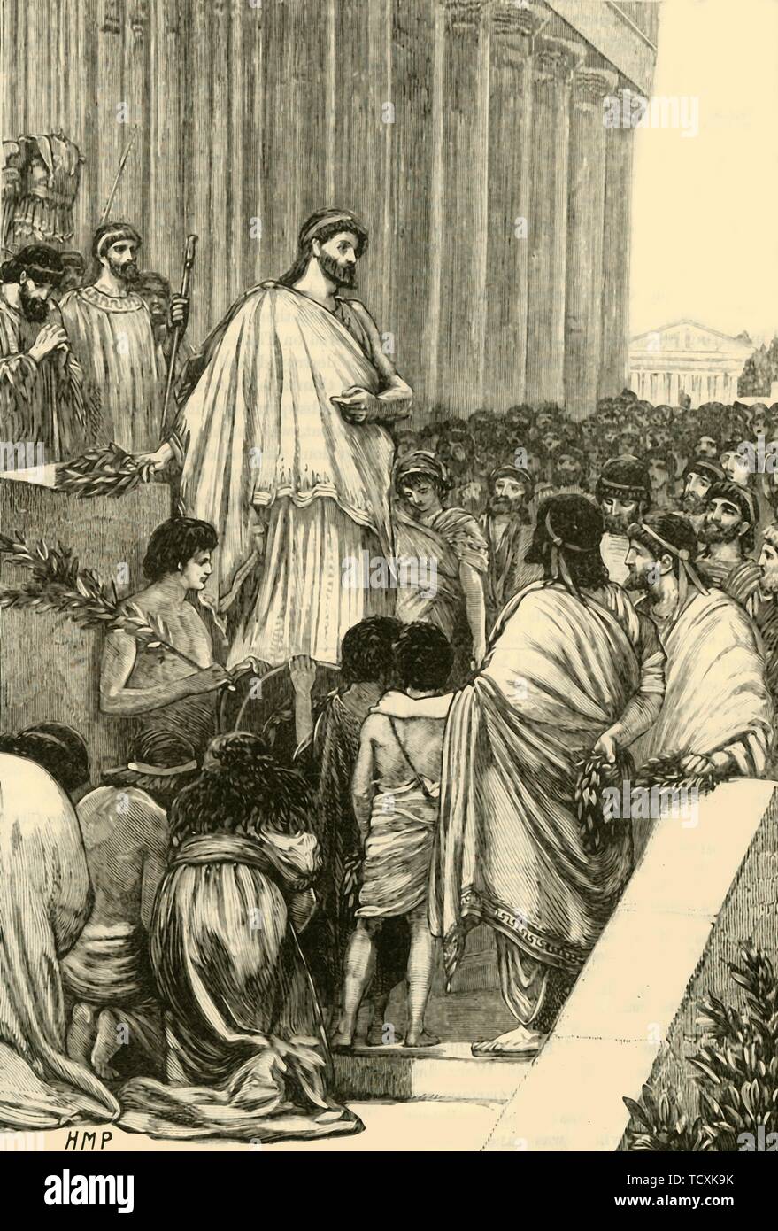 La prestation du programme Pericles Oraison funèbre sur les athéniens', 1890. Créateur : Inconnu. Banque D'Images