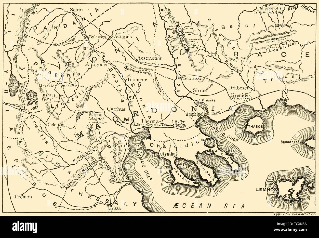 'Map de Macédoine et de la districts adjacents", 1890. Créateur : Inconnu. Banque D'Images