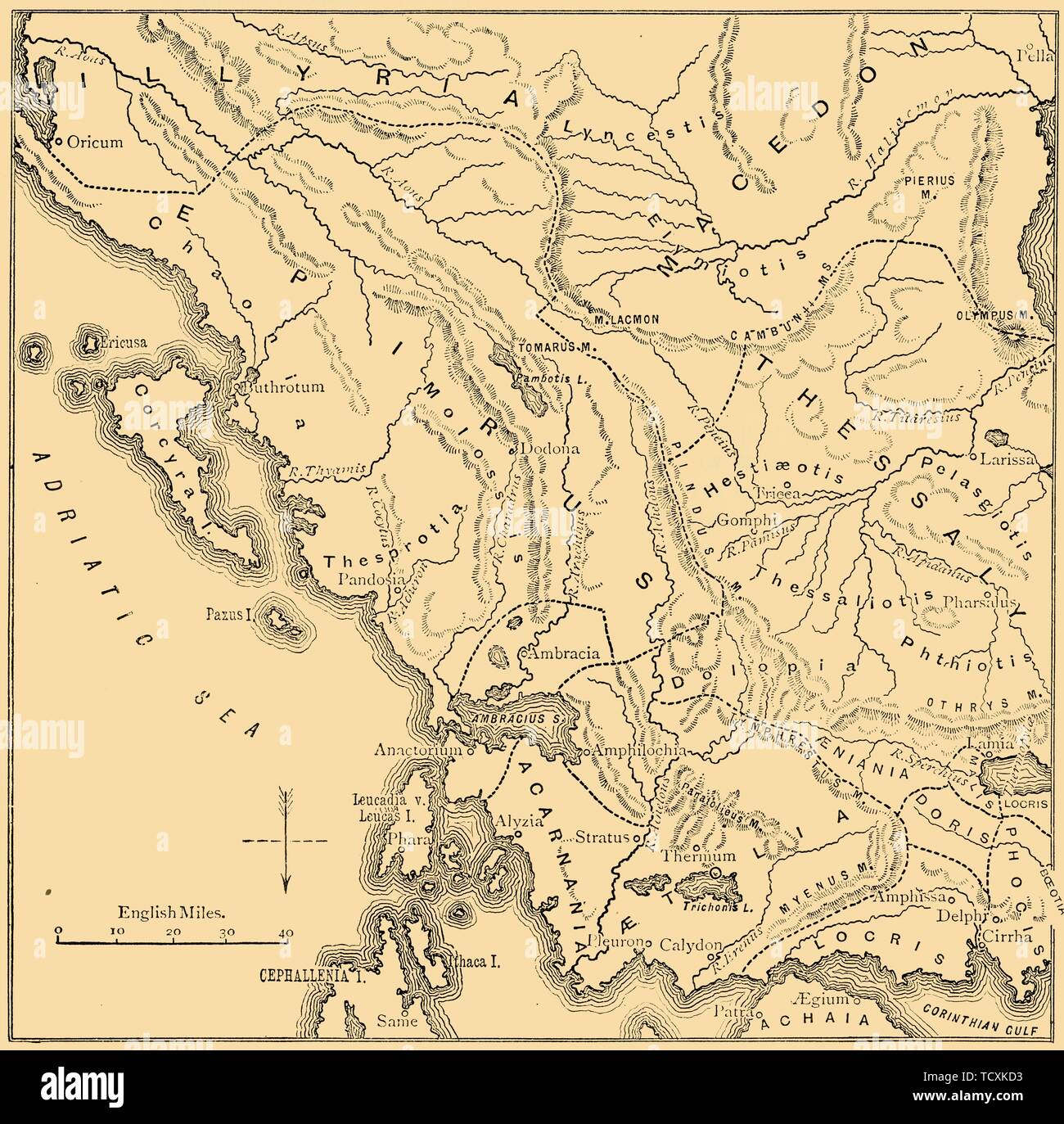 'Map de l'Epire et de l'ouest de la Grèce, 1890. Créateur : Inconnu. Banque D'Images