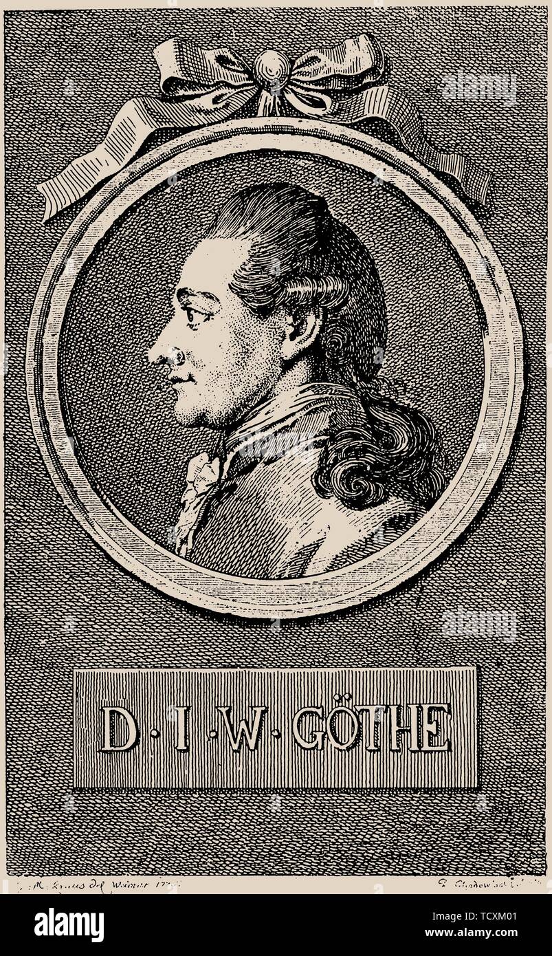 Portrait de l'auteur Johann Wolfgang von Goethe (1749-1832), 1776. Créateur : Daniel Nikolaus Chodowiecki, (1726-1801). Banque D'Images