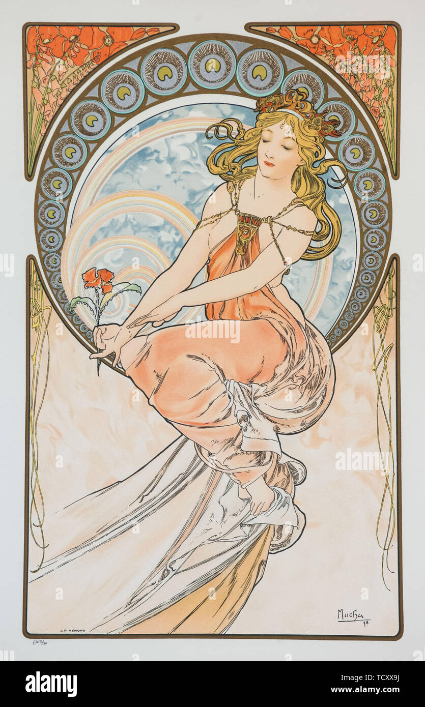 Peinture (à partir de la série des Arts), 1898. Créateur : Alfons Mucha, Marie (1860-1939). Banque D'Images
