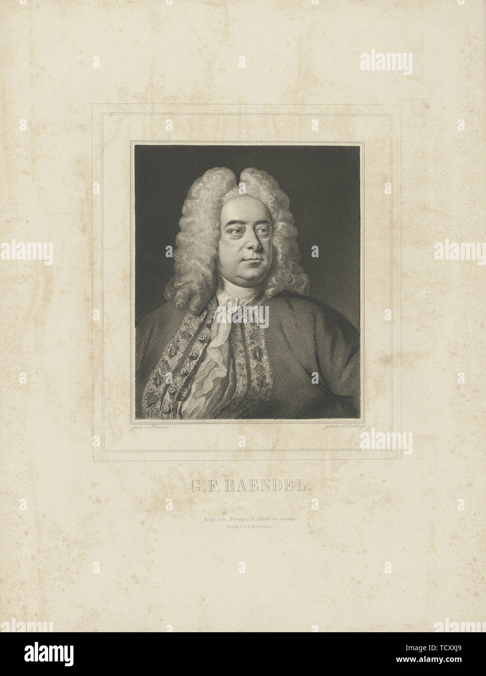 Portrait du compositeur Georg Friedrich Haendel (1685-1759), ch. 1840. Organisateur : Breitkopf & Härtel. Banque D'Images