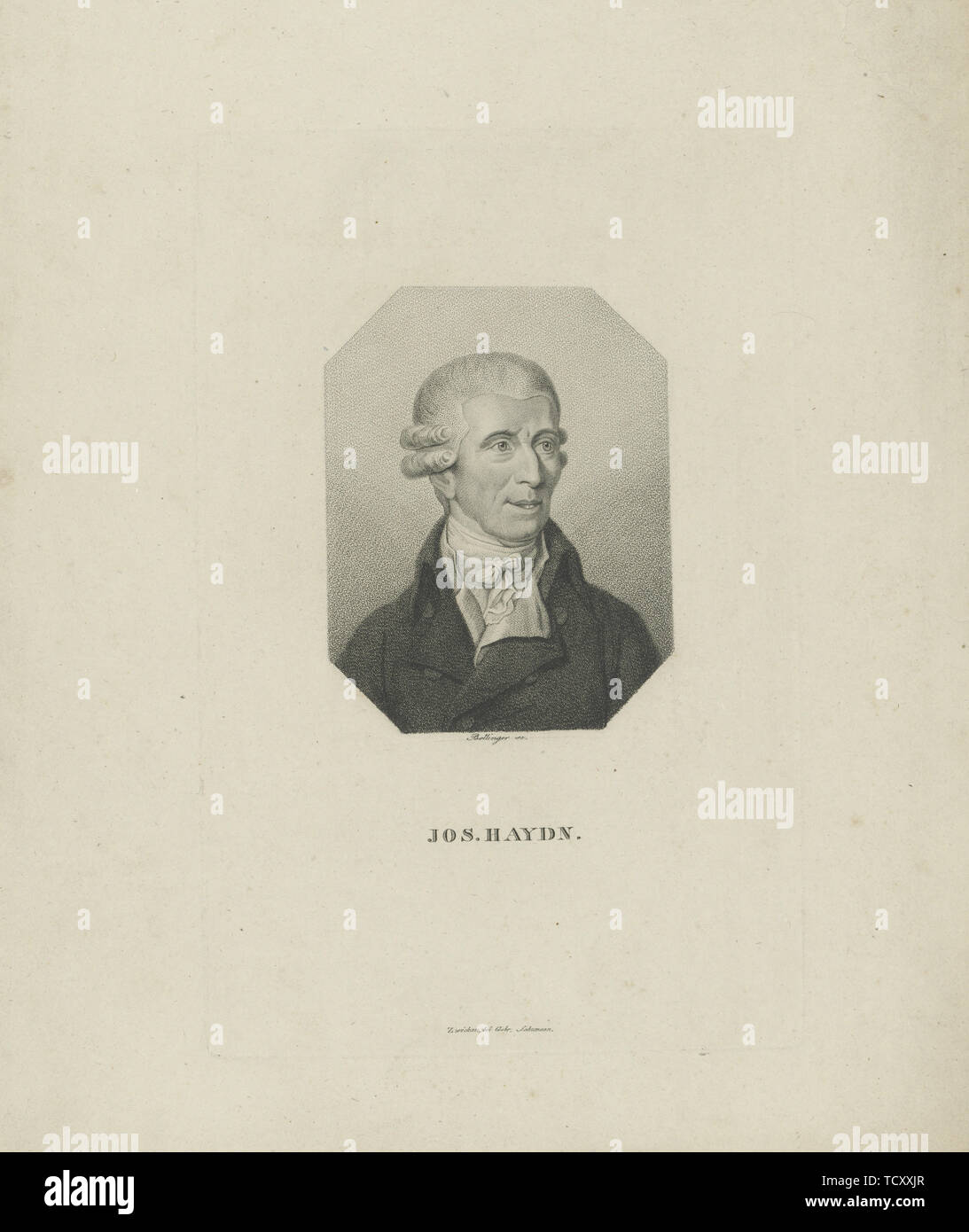 Portrait du compositeur Joseph Haydn (1732-1809), 1818. Organisateur : Bollinger, Friedrich Wilhelm (1777-1825). Banque D'Images