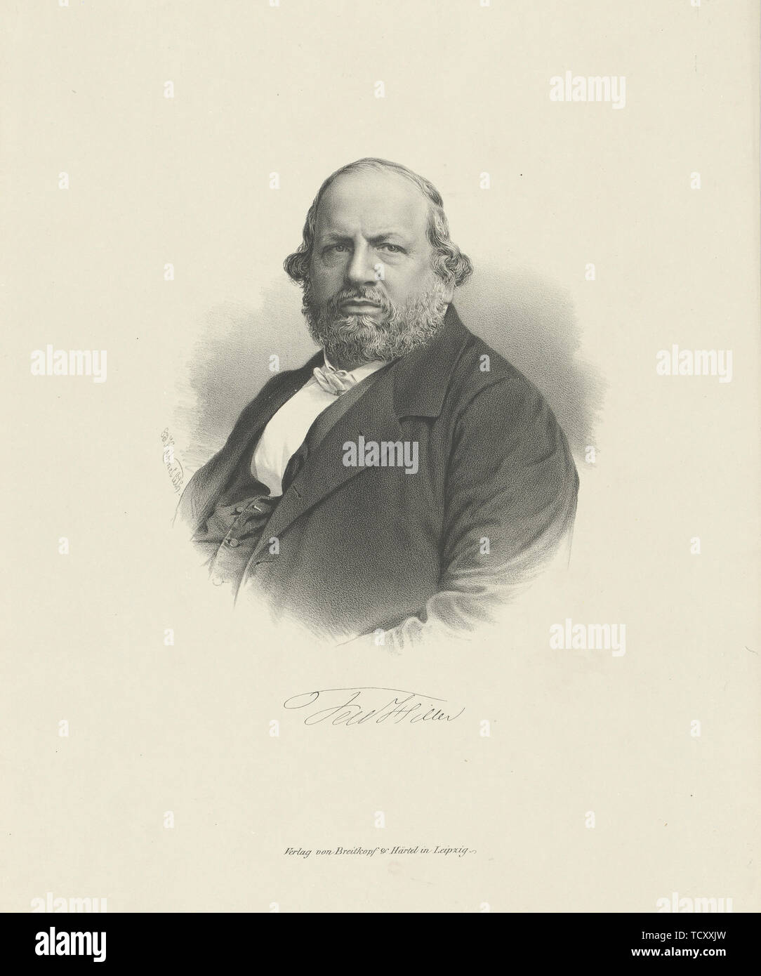 Portrait du compositeur Ferdinand von Hiller (1811-1885) , ch. 1870. Organisateur : Breitkopf & Härtel. Banque D'Images