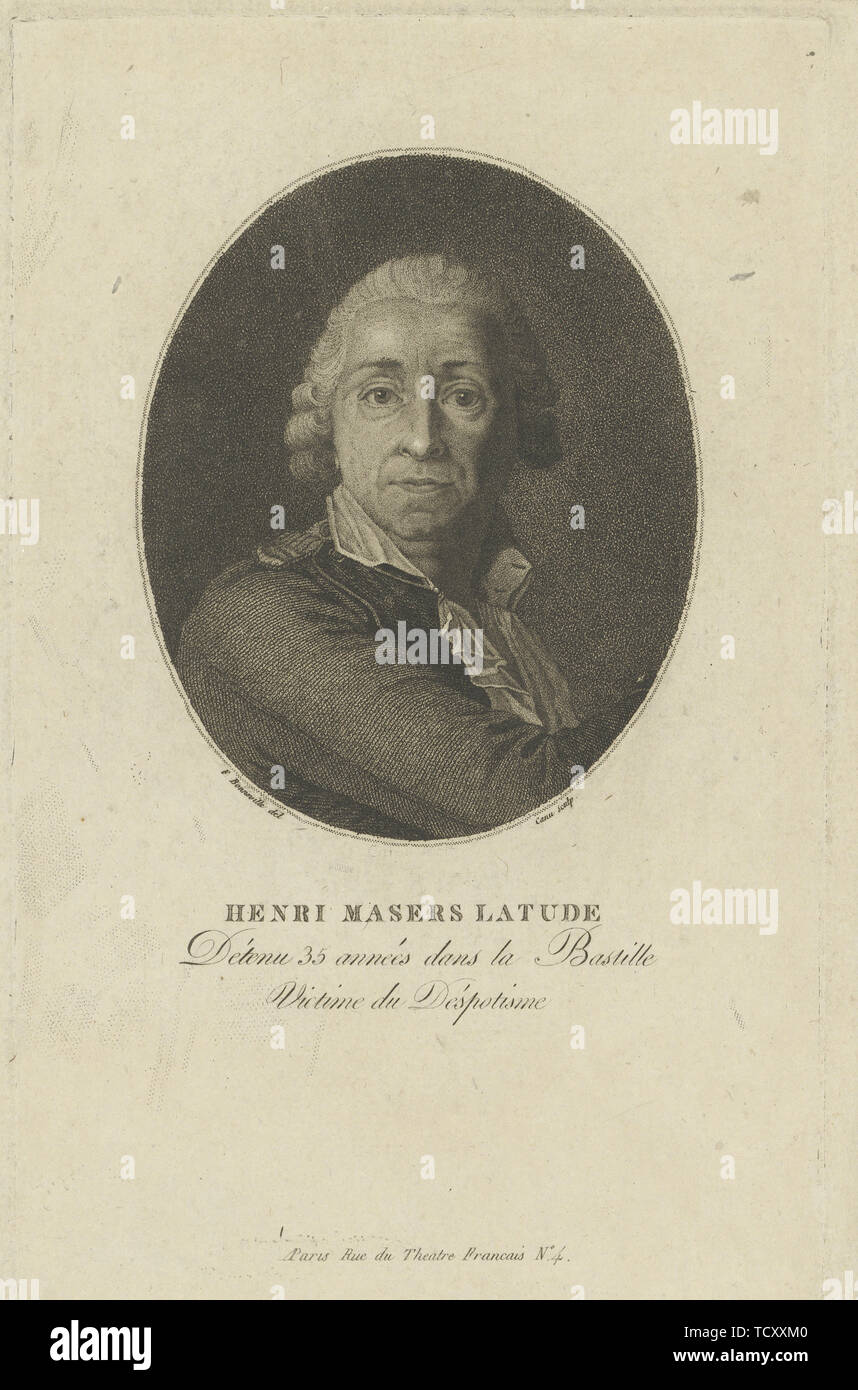 Portrait de Henri Masers de Latude (1725-1805) , ch. 1793. Organisateur : Bonneville, François (actif 1787-1802). Banque D'Images