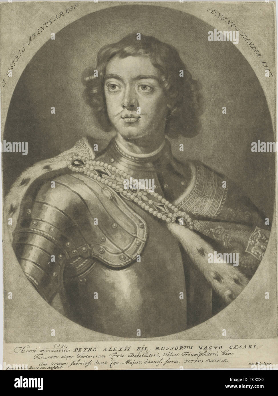 Portrait de l'empereur Pierre I le Grand (1672-1725), um 1700. Organisateur : Schenk, Pierre (Petrus), l'ancien (1660-1718). Banque D'Images