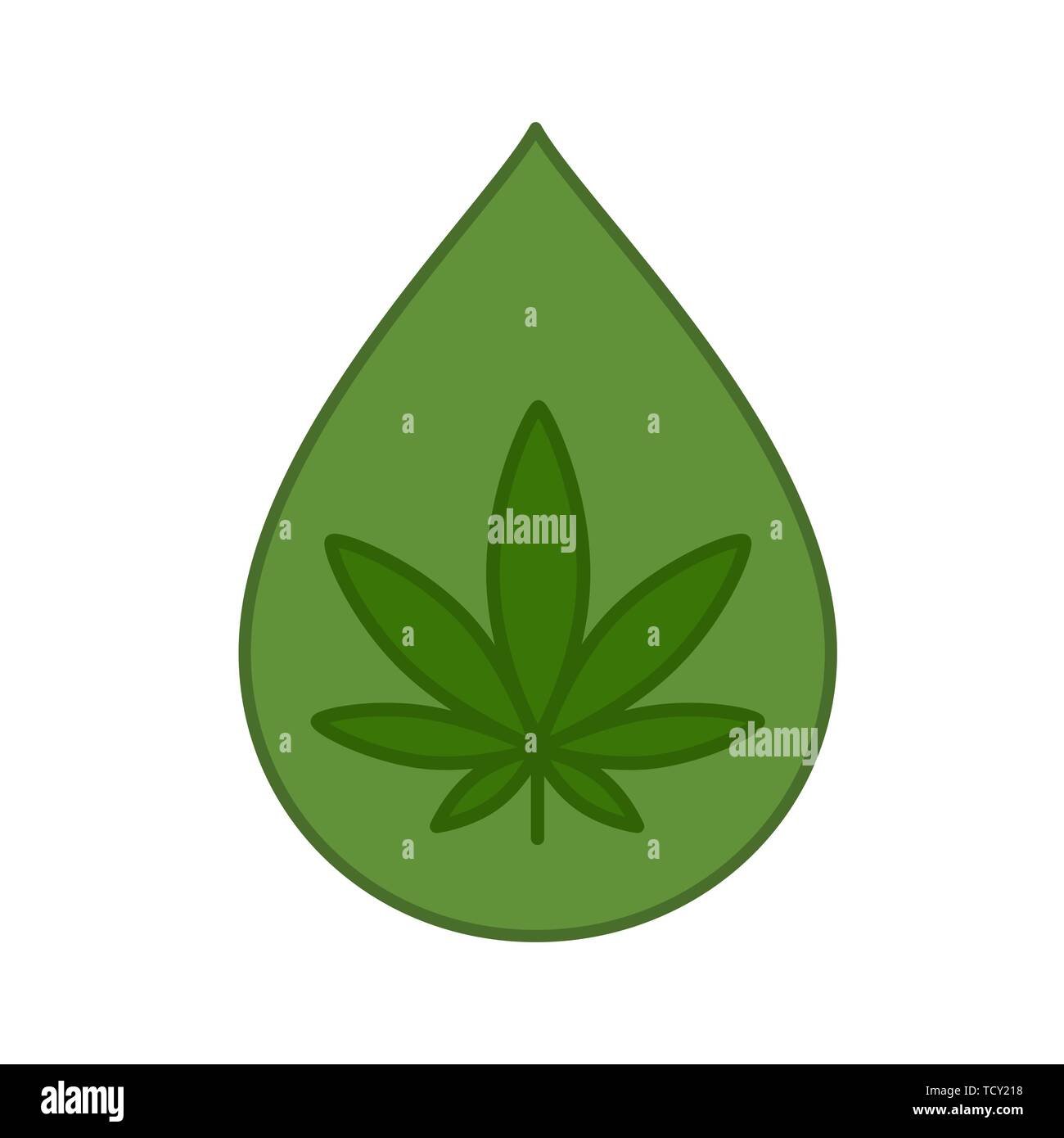 Goutte d'huile de chanvre avec des feuilles de marijuana. L'huile de la CDB. Le cannabis médical logo design Éléments du gabarit. Vector illustration isolé sur fond blanc. Illustration de Vecteur