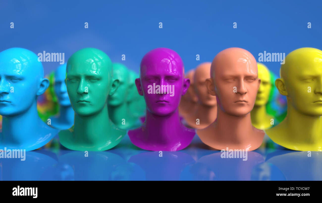 3D render. Silhouettes humanoïdes clonage Banque D'Images