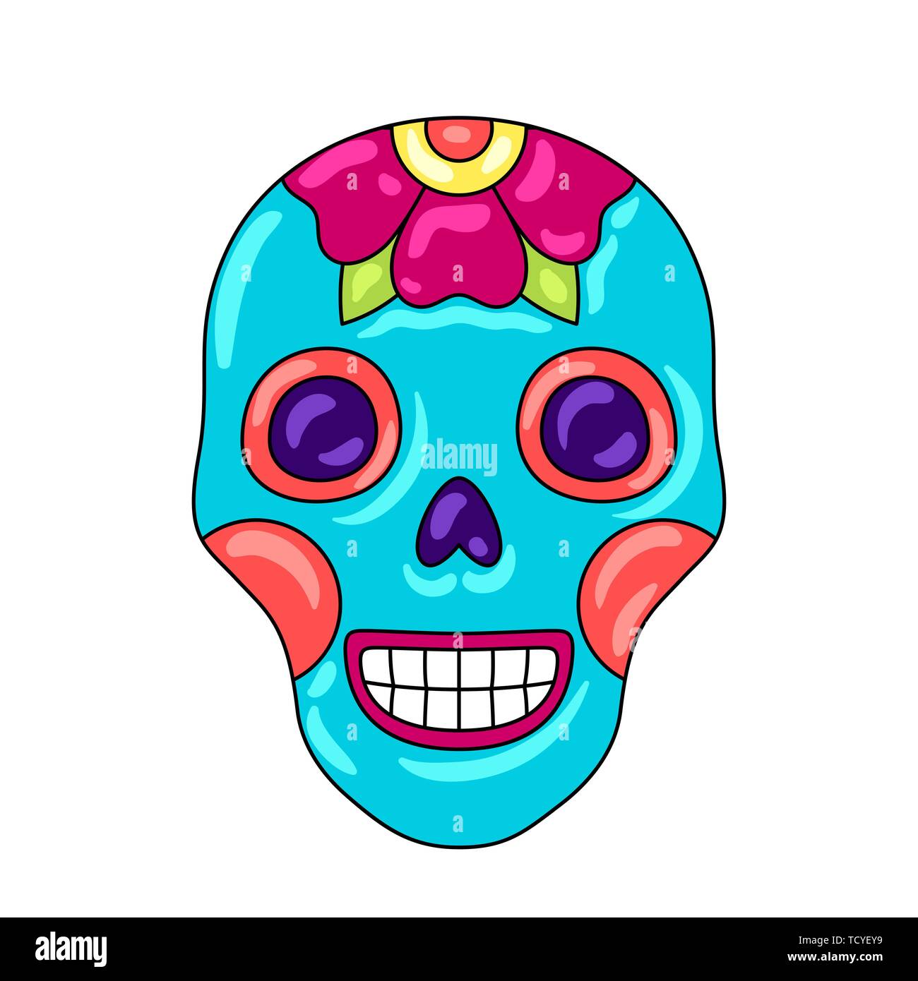 Le Jour des Morts crâne en sucre avec ornement floral. Illustration de Vecteur