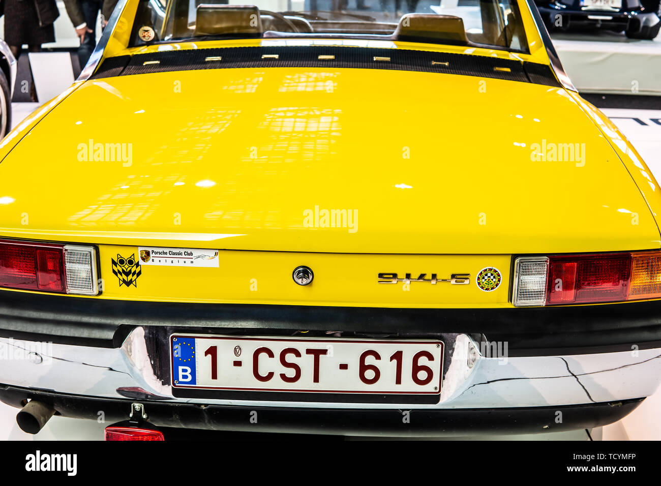 Bruxelles, Belgique, Jan 20, 2019 Porsche 914/6 1970-1972 vieille voiture rétro classique à Bruxelles Musée AutoWorld, Exposition : 70e anniversaire de Porsche Banque D'Images