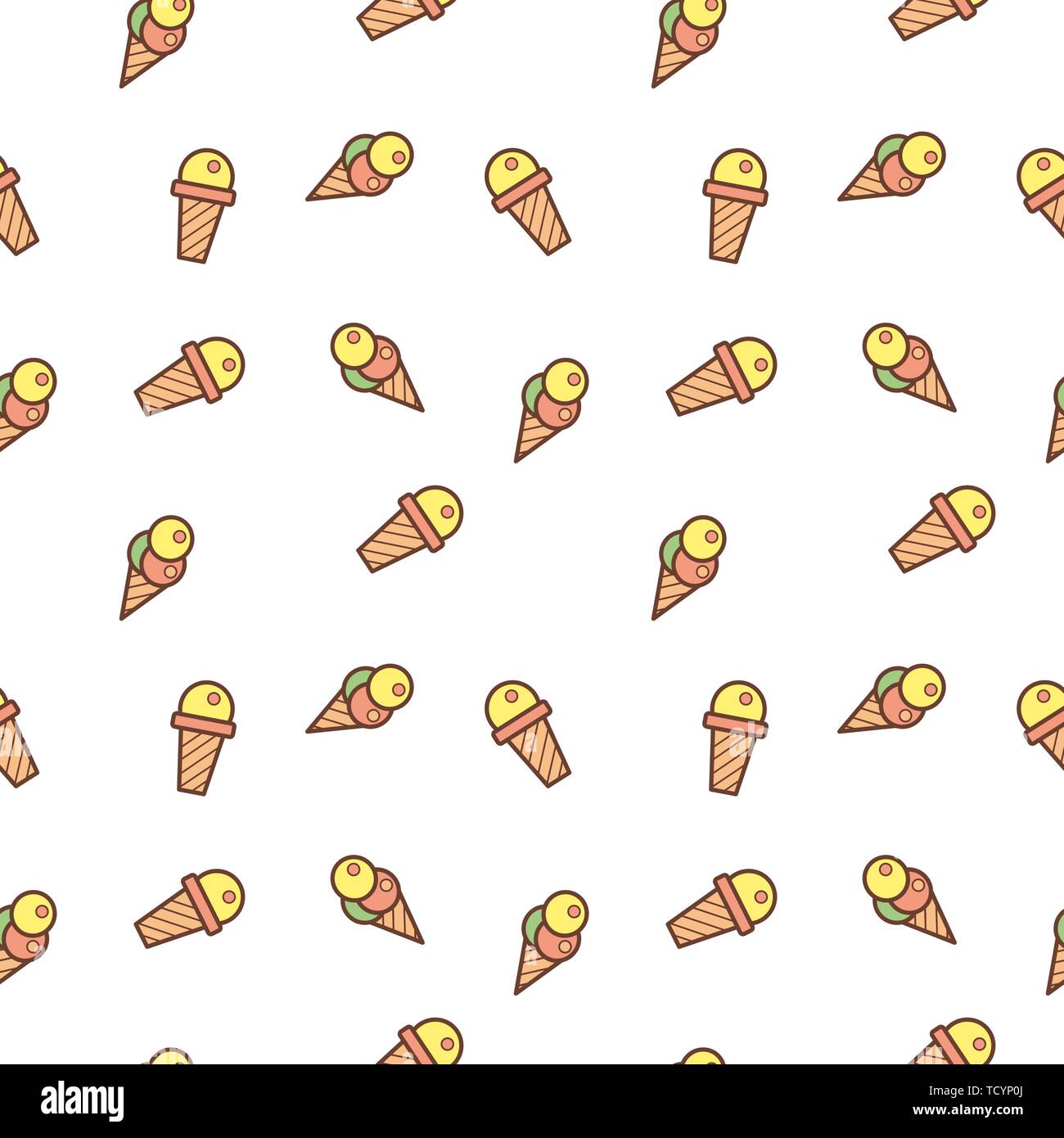 La crème glacée et de bonbons Doodle motif transparent. Super pour l'été délicieux dessert wallpaper, fonds, l'emballage, le tissu, le scrapbooking et papier cadeau Illustration de Vecteur