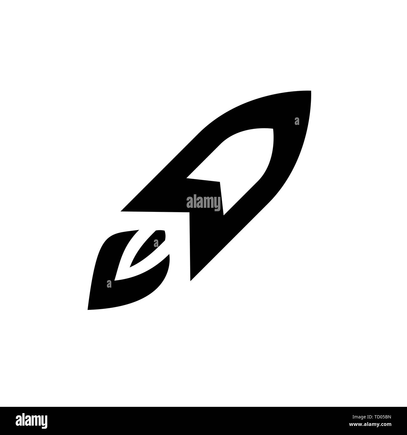 Dans l'icône Rocket Style plat Icône vecteur pour les applications et sites Web. Icône noire. Vector Illustration. Banque D'Images