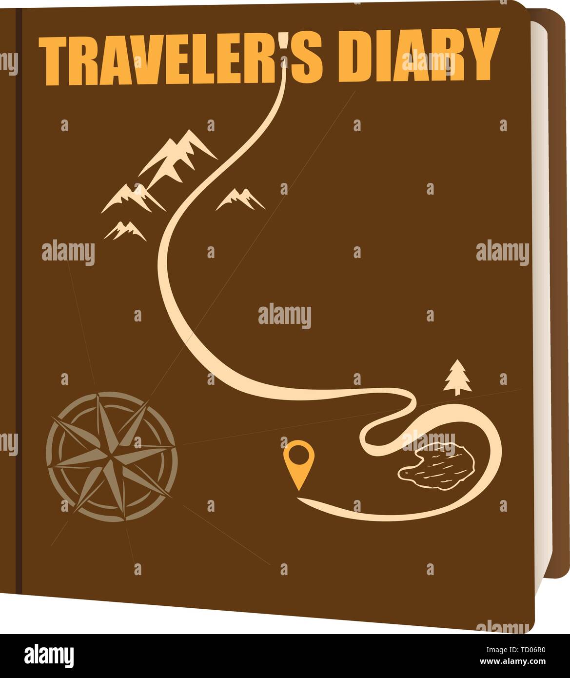 Traveler's Diary, le couvercle est décoré dans un format route Illustration de Vecteur