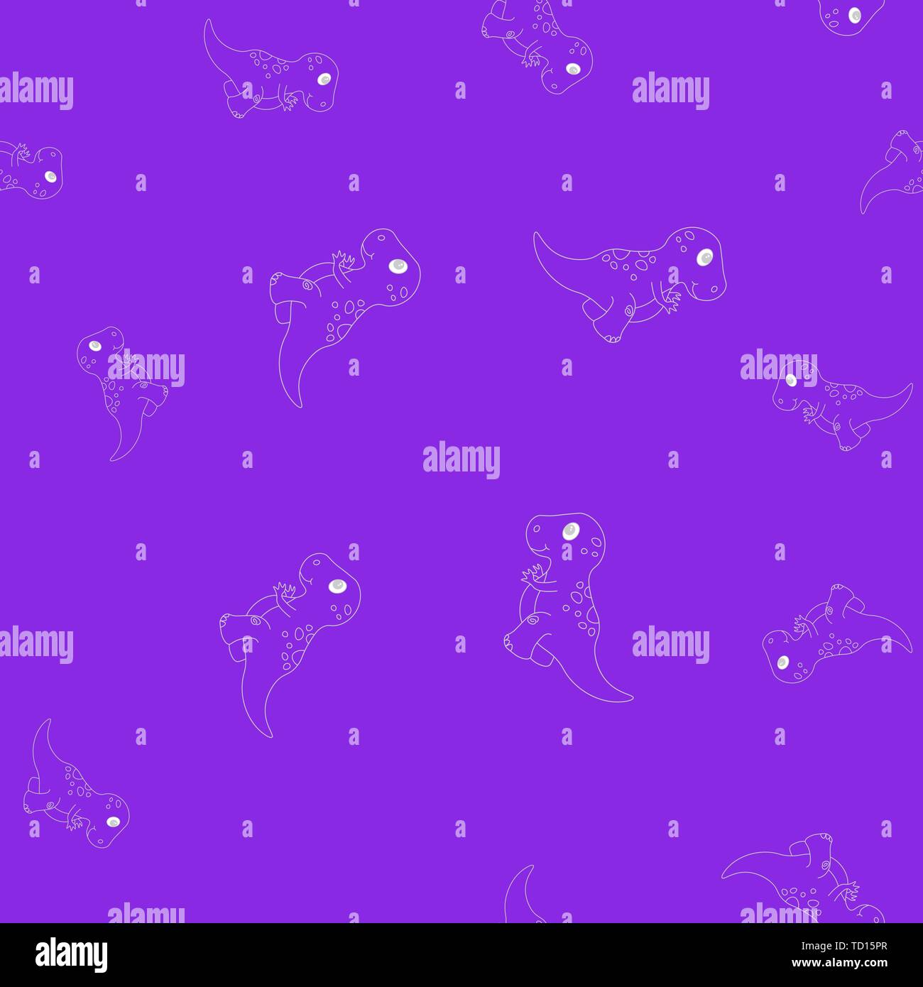 Profil de fluide contour des dinosaurus tyrannosaure. Isolé sur fond violet. Vector illustration. Illustration de Vecteur