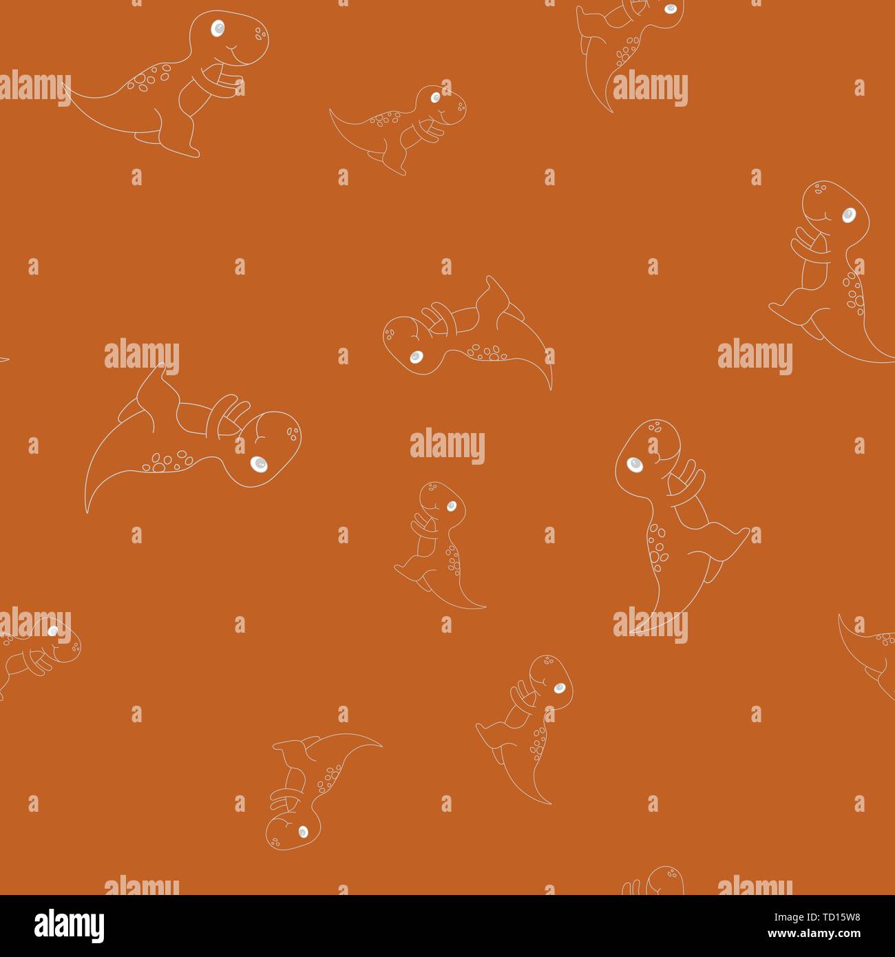 Profil de fluide contour des dinosaurus tyrannosaure. Isolé sur fond brun. Vector illustration. Illustration de Vecteur