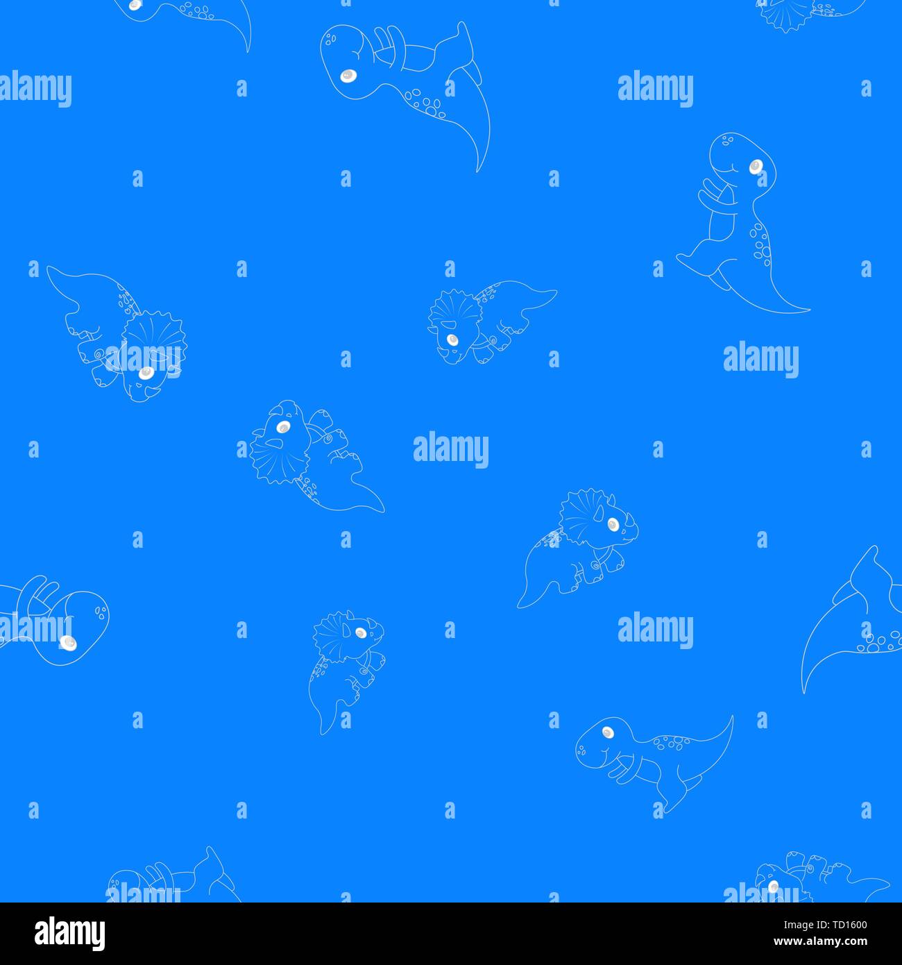 Profil de fluide contour des dinosaurus et tyrannosaure tricératops. Isolé sur fond bleu. Vector illustration. Illustration de Vecteur