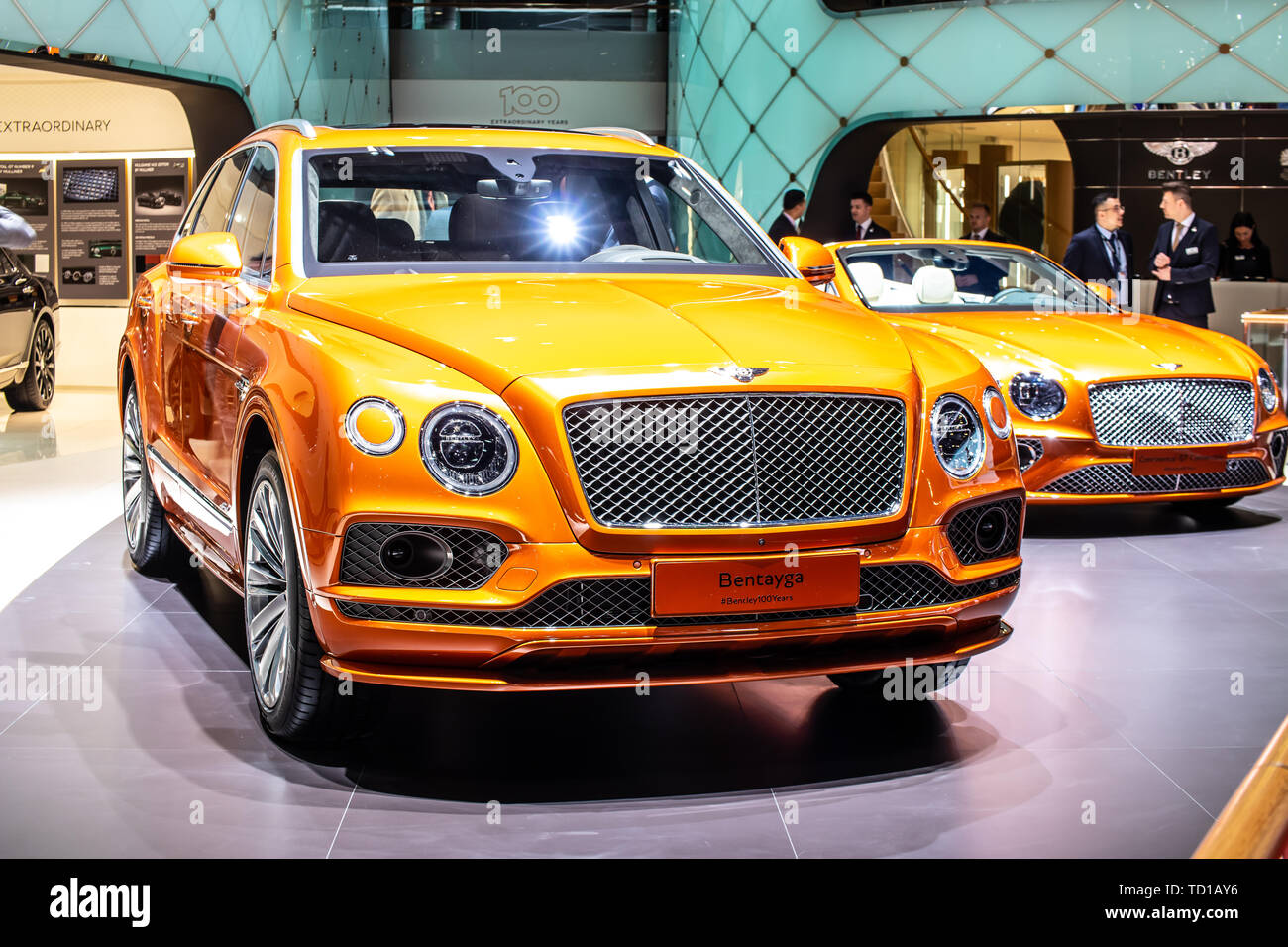 Genève, Suisse, le 06 mars 2019 : Bentley Bentayga à Genève International Motor Show, l'avant-moteur, toutes roues motrices SUV de luxe commercialisés par Bentley Banque D'Images