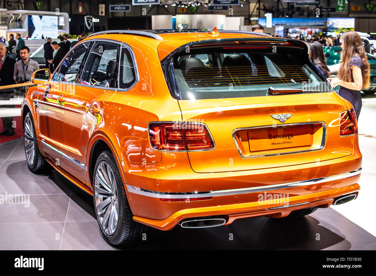 Genève, Suisse, le 06 mars 2019 : Bentley Bentayga à Genève International Motor Show, l'avant-moteur, toutes roues motrices SUV de luxe commercialisés par Bentley Banque D'Images