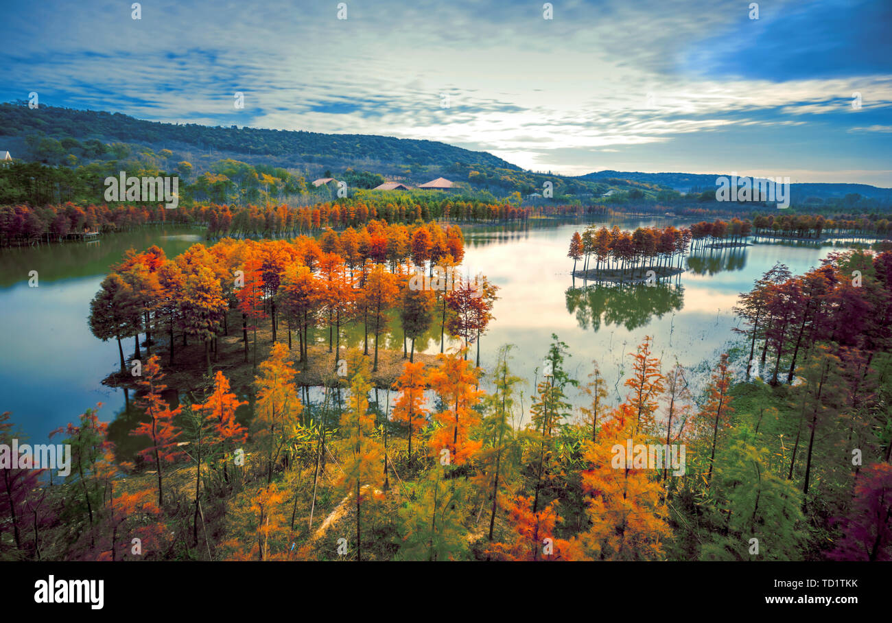 Tianquan, lac Xuyi, Huai'an, province du Jiangsu, le 11 novembre 2017. Beau paysage de Tianquan Lake Banque D'Images