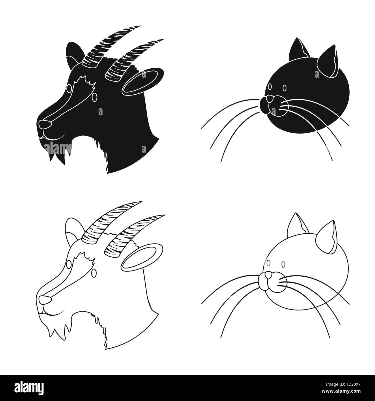 Chien Chat Face Animal Chaton Chiot Animal Race Mignon Comportement La Queue Pose Soins Fun Agriculture Reproduction Ranch Organiques Ferme Tete Alimentaire Maison Campagne Ferme Jeu Vector Icon Illustration Collection Isole Design Graphisme Element
