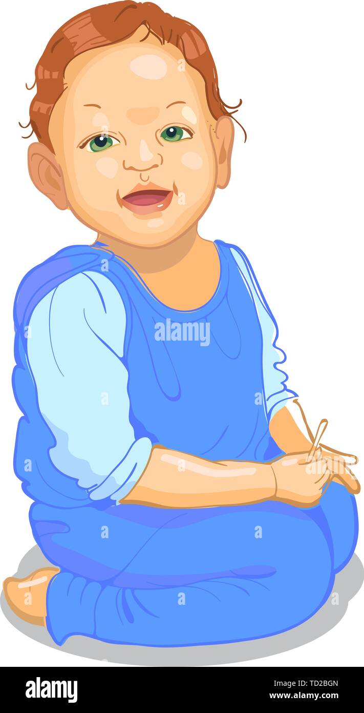Peu Realiste En Fonction De Bebe Bleu Bebe De Bande Dessinee De Caractere Image Vectorielle Stock Alamy