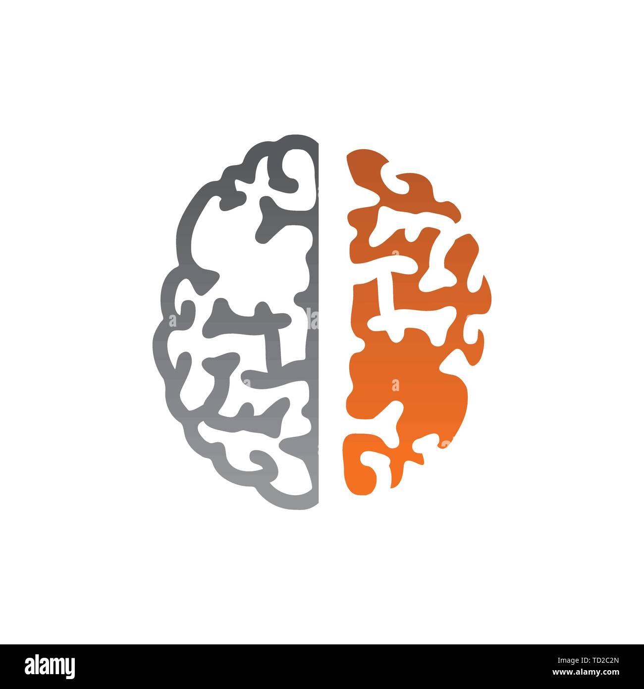 Vecteur conception du cerveau humain avec deux couleurs de tonalité Illustration de Vecteur